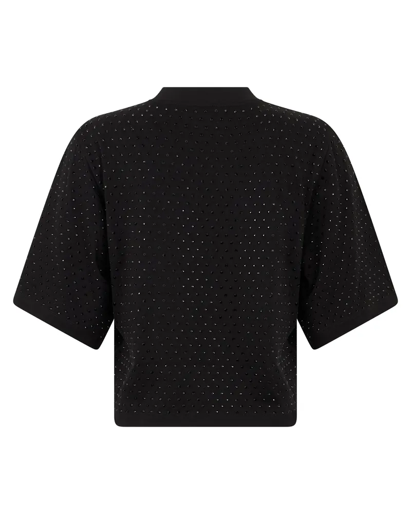 Pinko Rhinestone-Embellished Cotton T-Shirt — Black Black