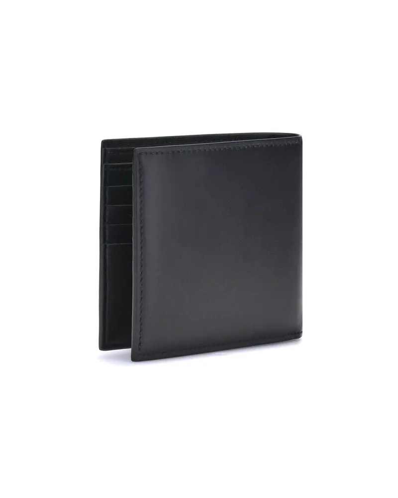 Alexander McQueen Men's Black Calf Leather Bos Taurus Wallet Black