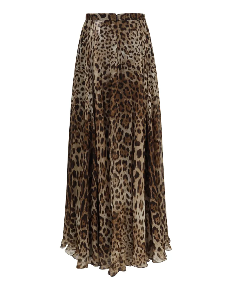 Dolce & Gabbana Women's Leopard-Print Chiffon Skirt Leo New Silk Leo