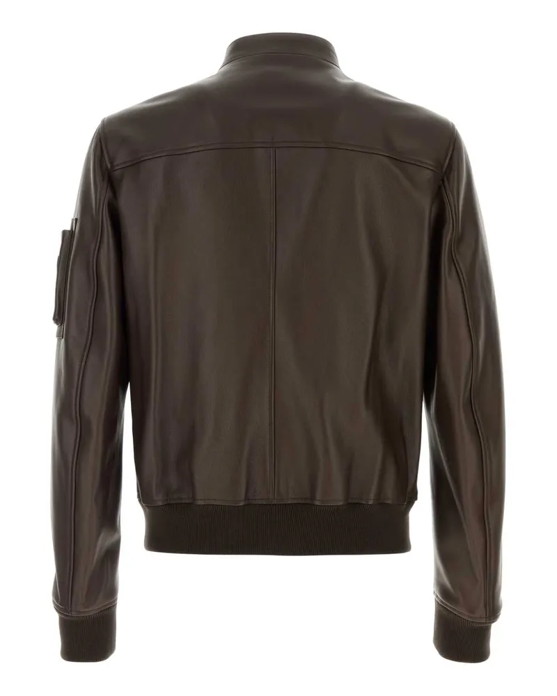 Dolce & Gabbana Men's Brown Leather Jacket Marrone Giacche Pelle In Brown