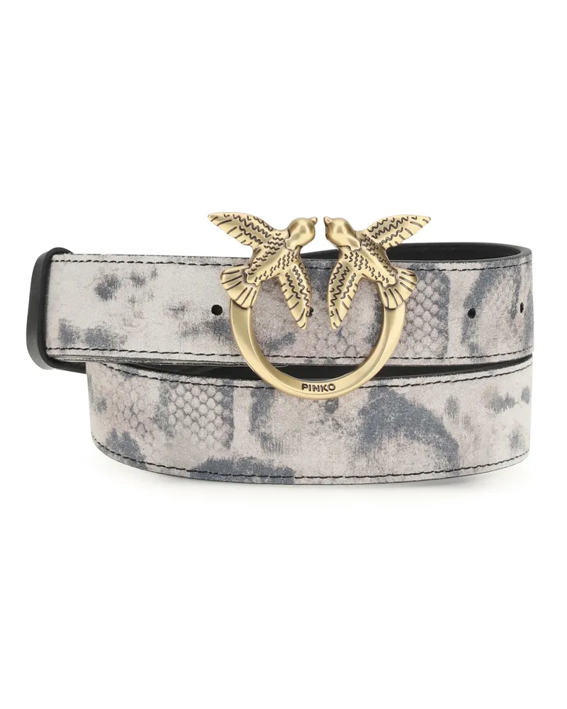 Pinko Women's Python Print Belt Avorio-Nero-Beige-Antique Gold Cattle Hair E Braces Avorio/nero/beige-antique Avorio