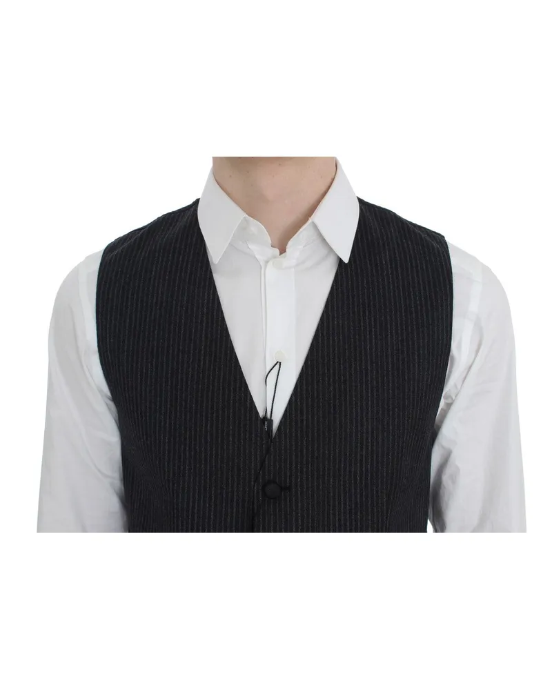 Dolce & Gabbana Pinstriped Wool Vest — Gray Gray