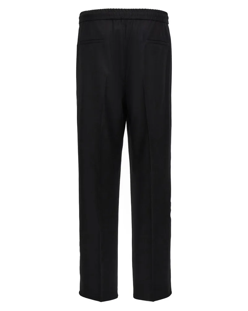 Brunello Cucinelli Front Pleat Wool Trousers — Black Black