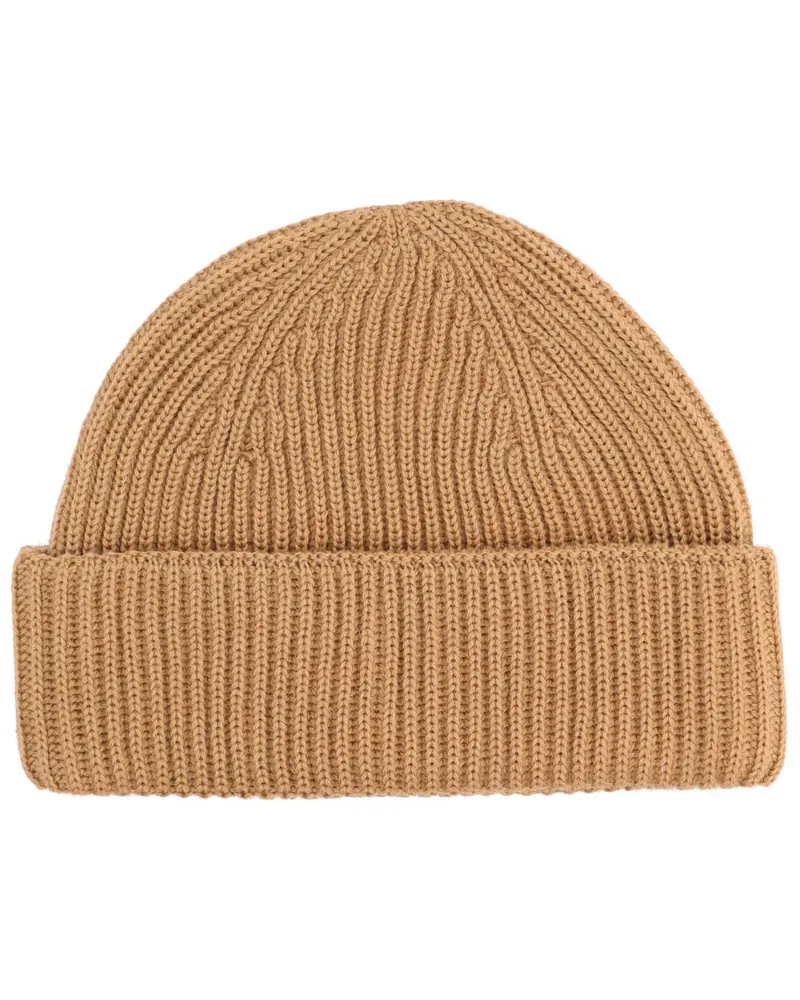 Kitsuné PM06112KT1022_0054 Fox Patch Wool Beanie — Brown Brown