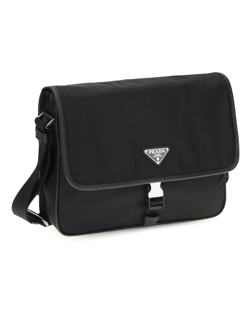Prada Men's Re-Nylon And Saffiano Shoulder Bag Nero Recycled Polyamide Black