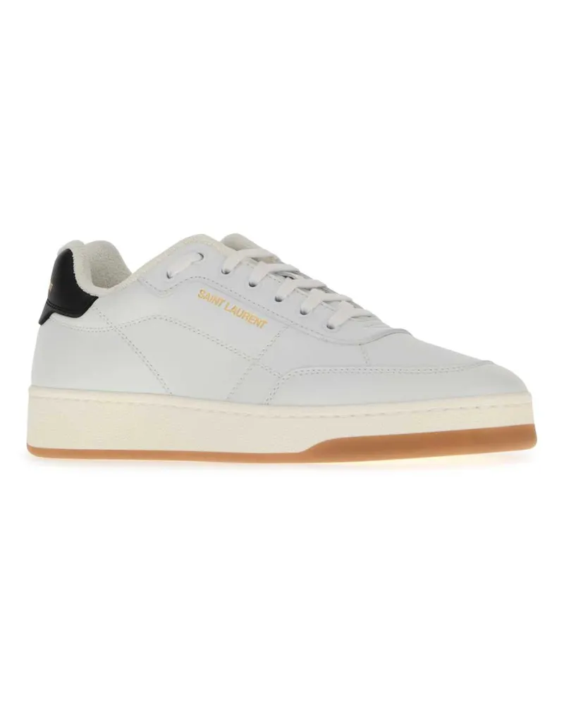 Saint Laurent Men's White Leather Sl-61 Sneakers Blancoptiquenero White