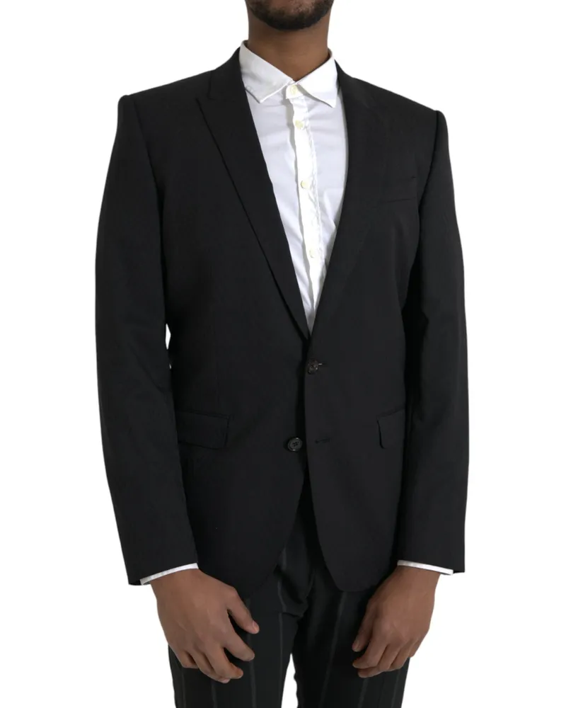 Dolce & Gabbana Men's Black Martini Slim Fit Jacket Coat Blazer Virgin Wool Elastane Clothing Black