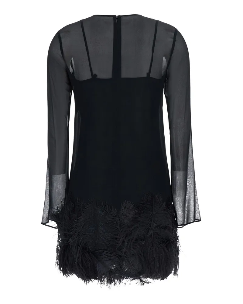 Semicouture Women's Mini Dress With Feather Details Black Black