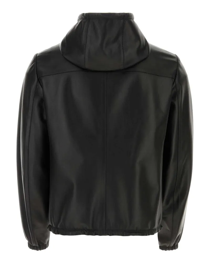 Prada Men's Black Nappa Leather Reversible Jacket Nero Agnello-Poliammidericiclat Giacche Pelle Black