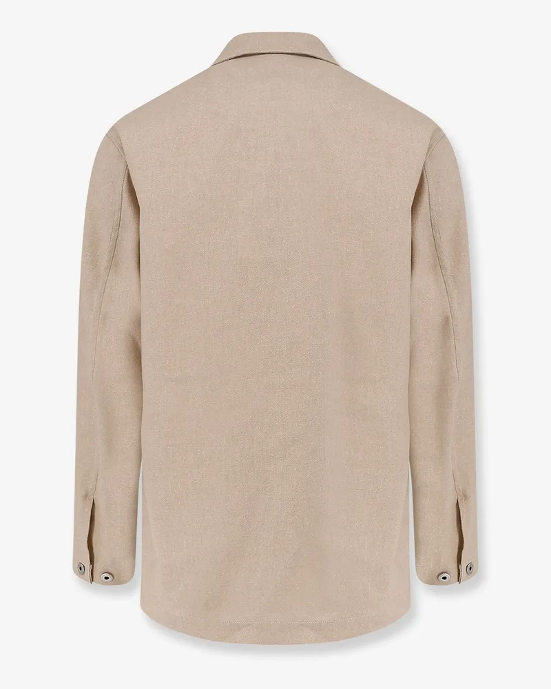 Hevò Men's Cotton And Linen Jacket Beige Polyester Beige