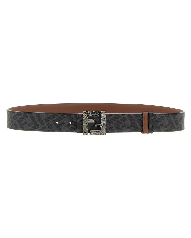 Fendi Squared FF Reversible Belt — brown Tan