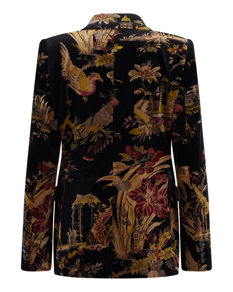 Etro Women's Double-Breasted Jacket Black Cotton Blazers Black