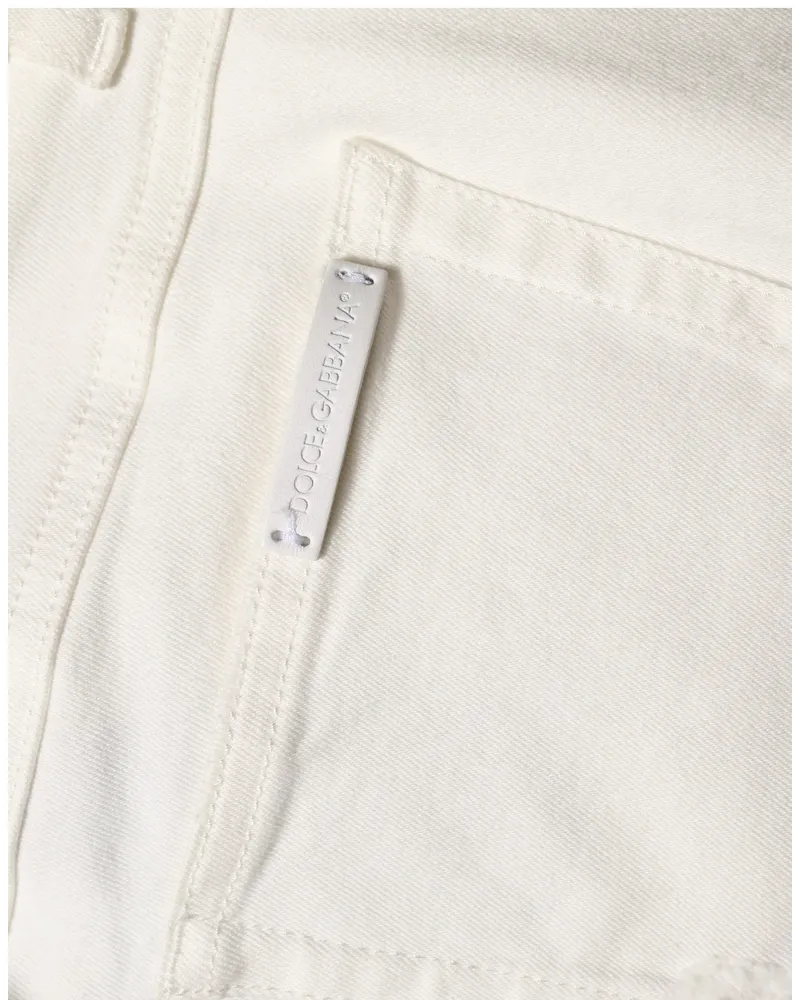 Dolce & Gabbana Women's White Tattered Skinny Cotton Denim Jeans Elastane Clothing White