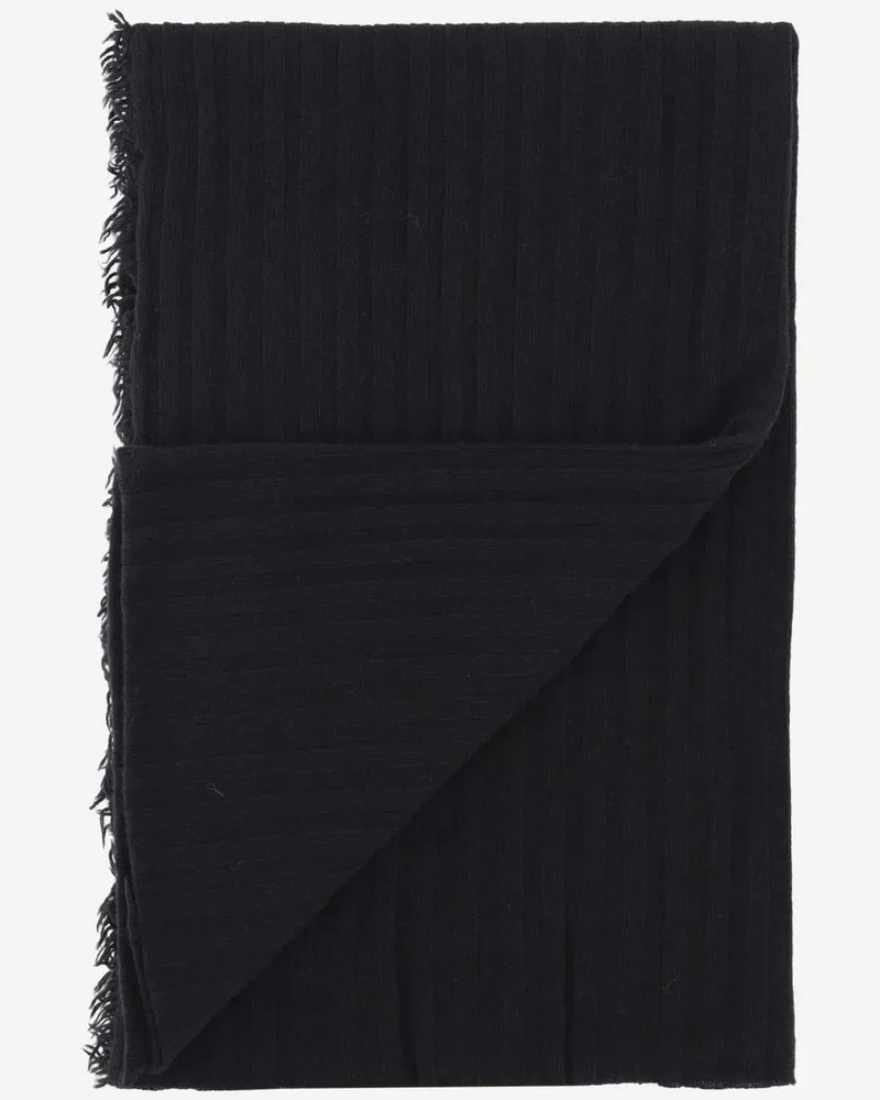 Faliero Sarti Unisex Cashmere And Wool Blend Scarf Black Scarfs Black