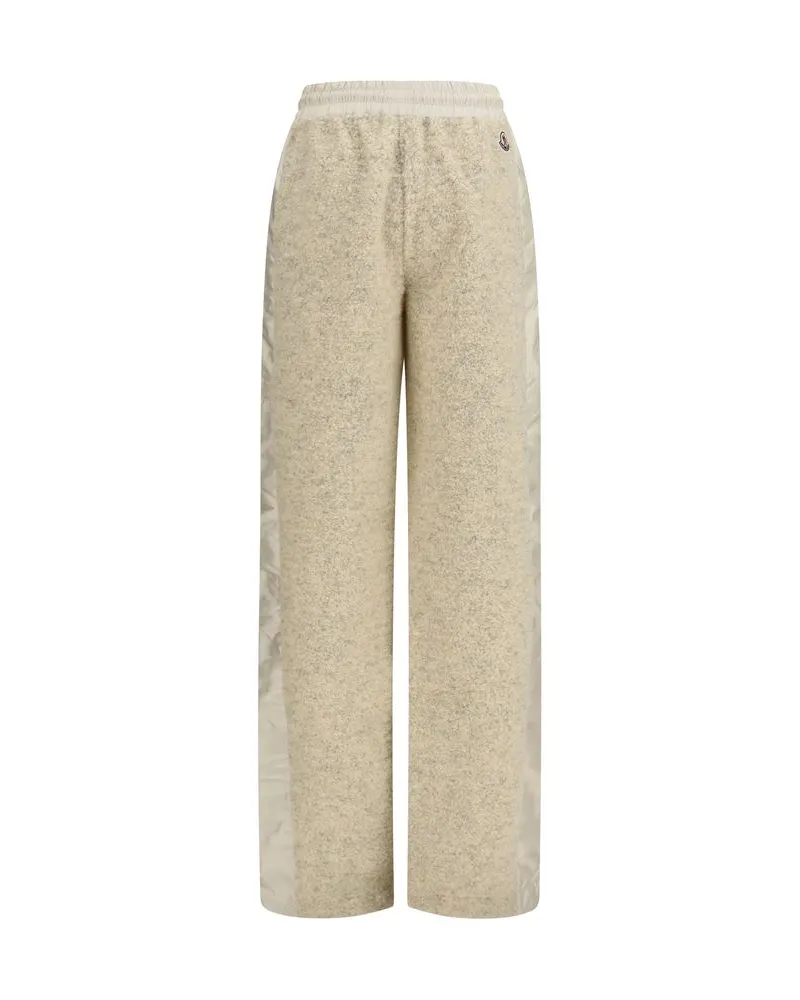 Moncler Teddy-Effect Fleece Joggers — Beige Beige