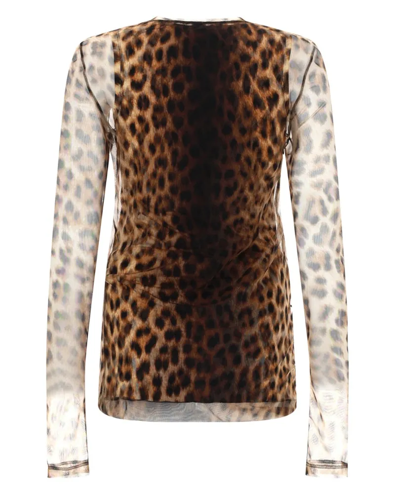 SPORTMAX Tulle-Paneled Animal Print Blouse — Multicolor 