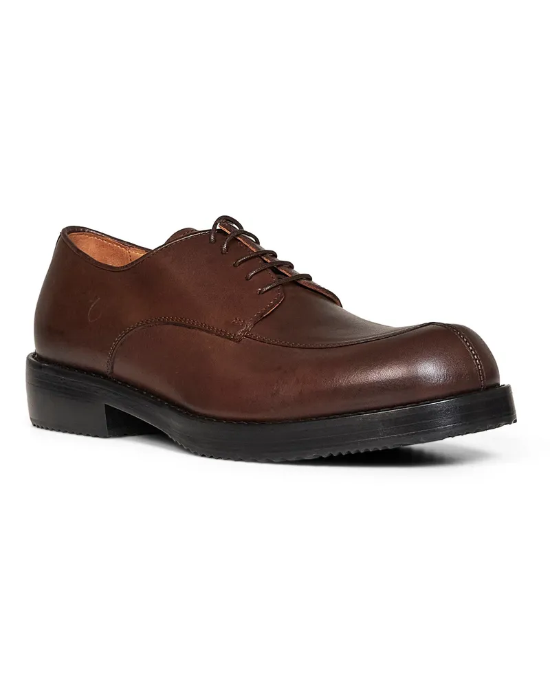 Dries van Noten Men's Derby Shoes Brown Calf Leather Lace-Up Flat Brown