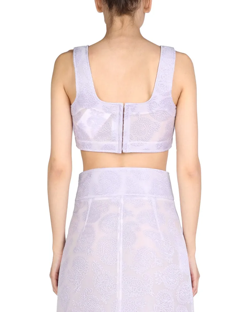 Jil Sander Embroidered Viscose Blouse — Purple Purple