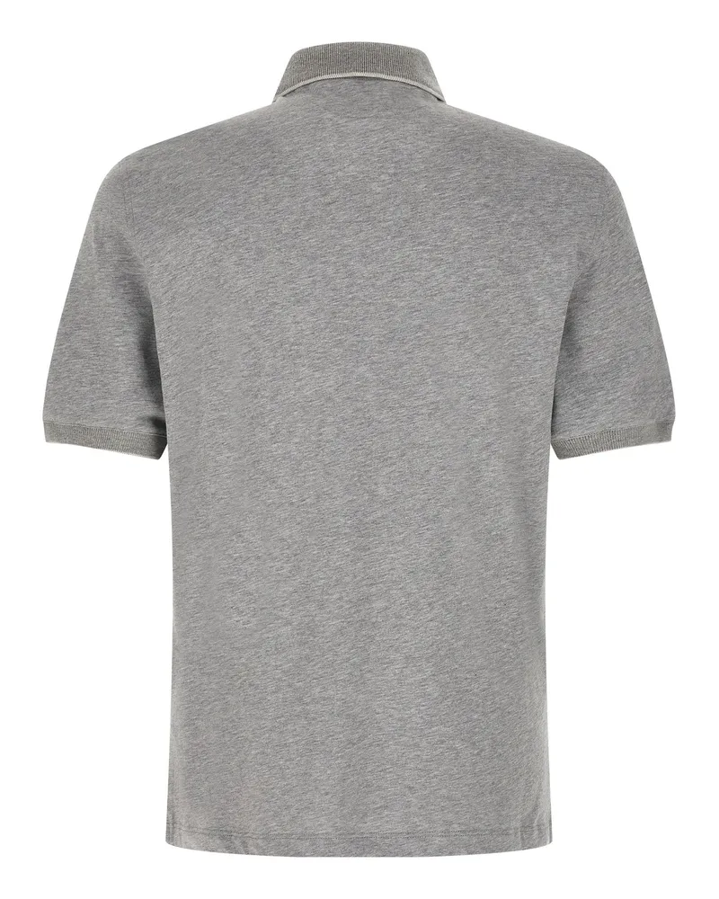 Brunello Cucinelli Stretch Jersey Polo Shirt — Grey Grey