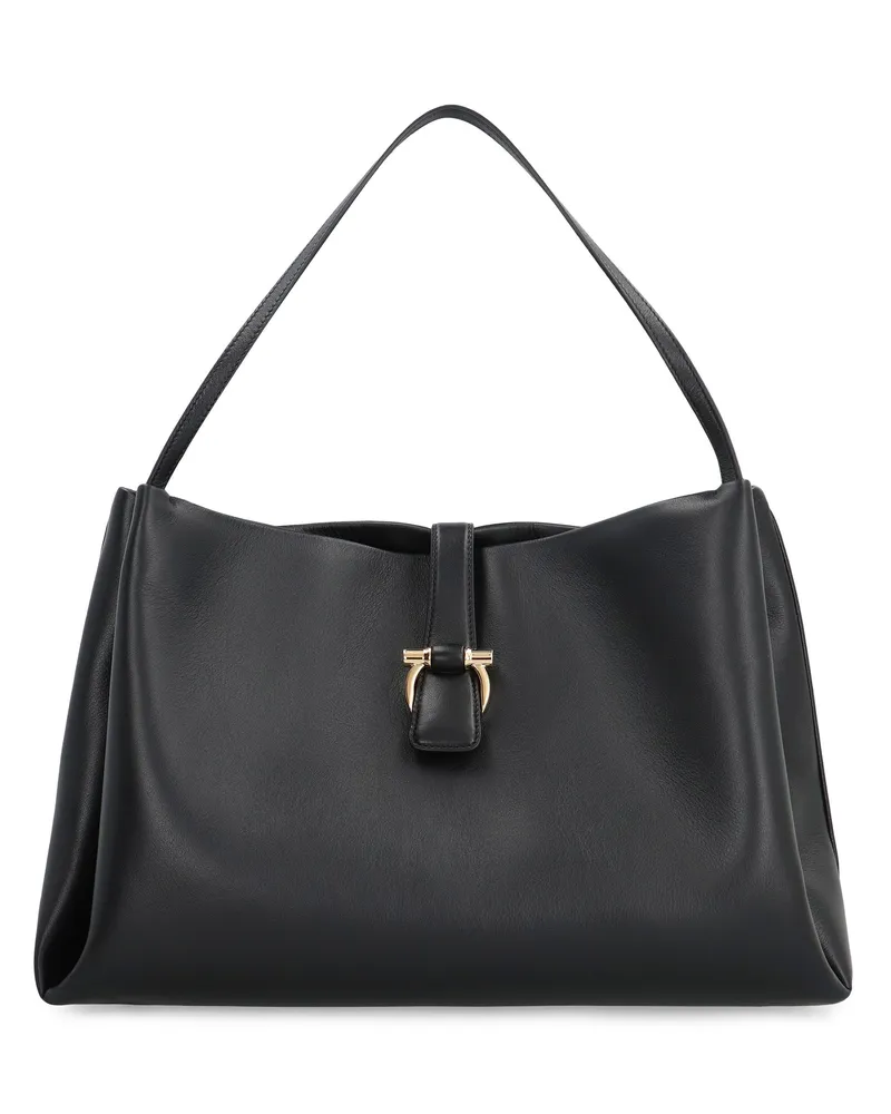 Ferragamo Women's Calf Leather Tote Bag Black Calfskin Black