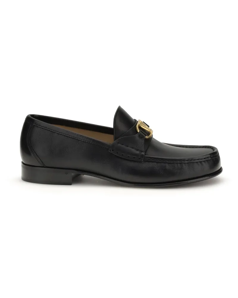 Valentino Garavani Men's Loafers Signature Vlogo Black Upper Calf Leather Black