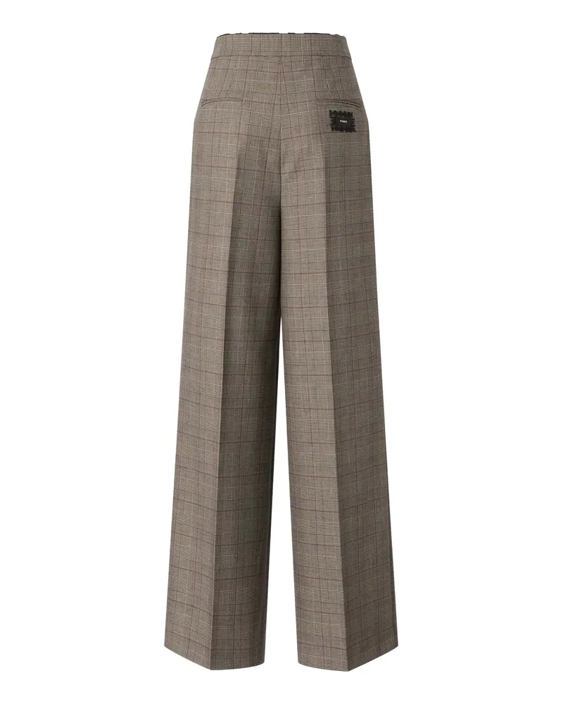 Pinko Women's Trousers Plumeria Quadri Beige-Bordeaux-Black Shell: Polyester Beige/bordeaux/black Beige
