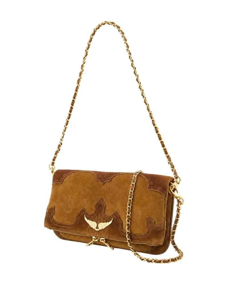 Zadig & Voltaire Women's Rock Western Used Crossbody -  Leather Brown Cowhide Bags Crossbodies Brown