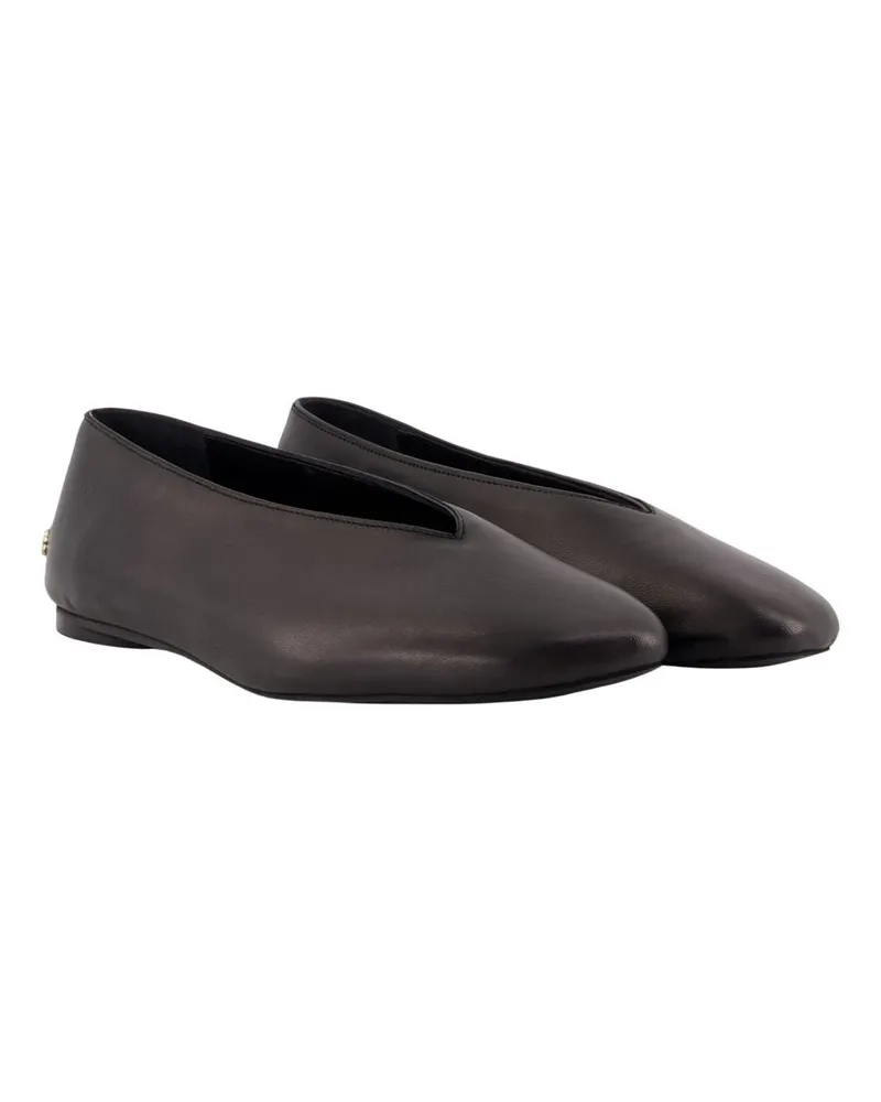 Anine Bing Women's Ana Flats Ballerinas -  Leather Black Calfskin Shoes Flat-Shoes Black