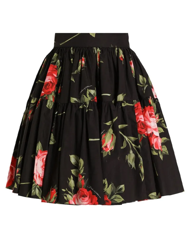 Dolce & Gabbana Bouquet Print Miniskirt — Black Black