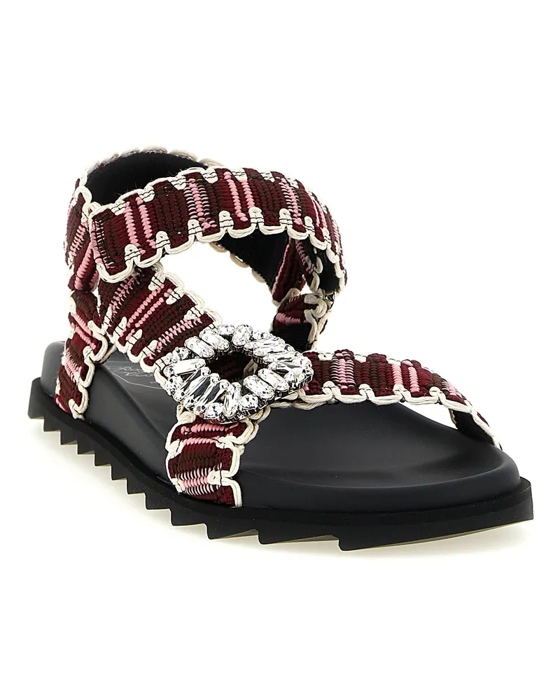 Roger Vivier Women's Multicolor Polyester Flat Sandals Burgundy