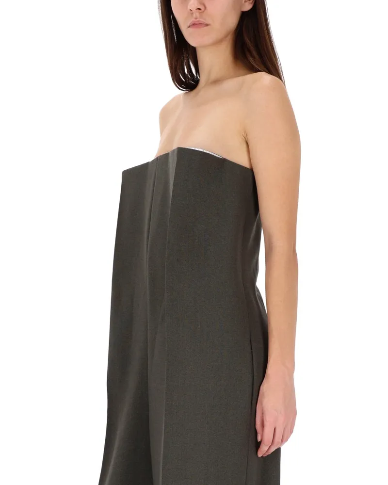 Jean Paul Gaultier Virgin Wool Bustier Jumpsuit — Gray Gray
