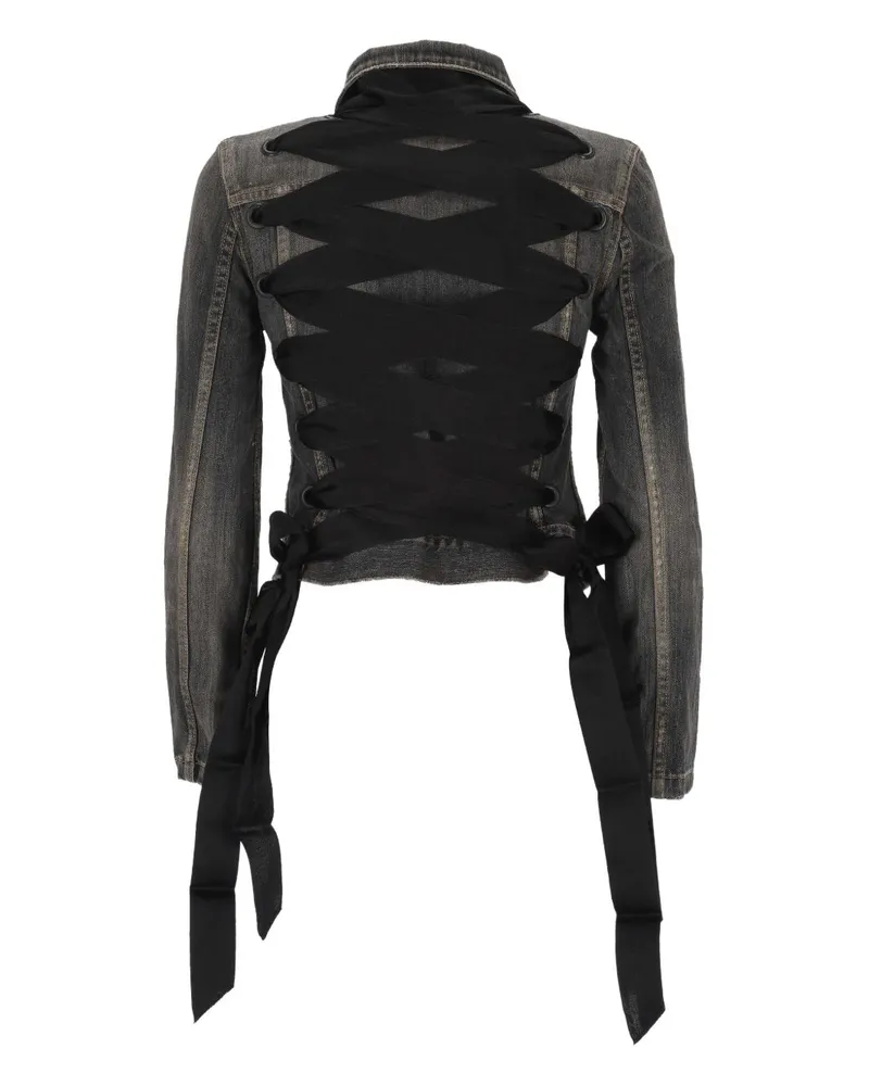 Balenciaga Lace-Up Denim Jacket — Grey Grey