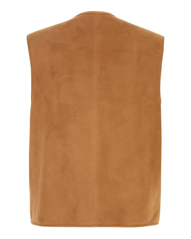 Umit Benan Men's Camel Shearling Vest Honey Exterior: Giacche E Gilet Camel