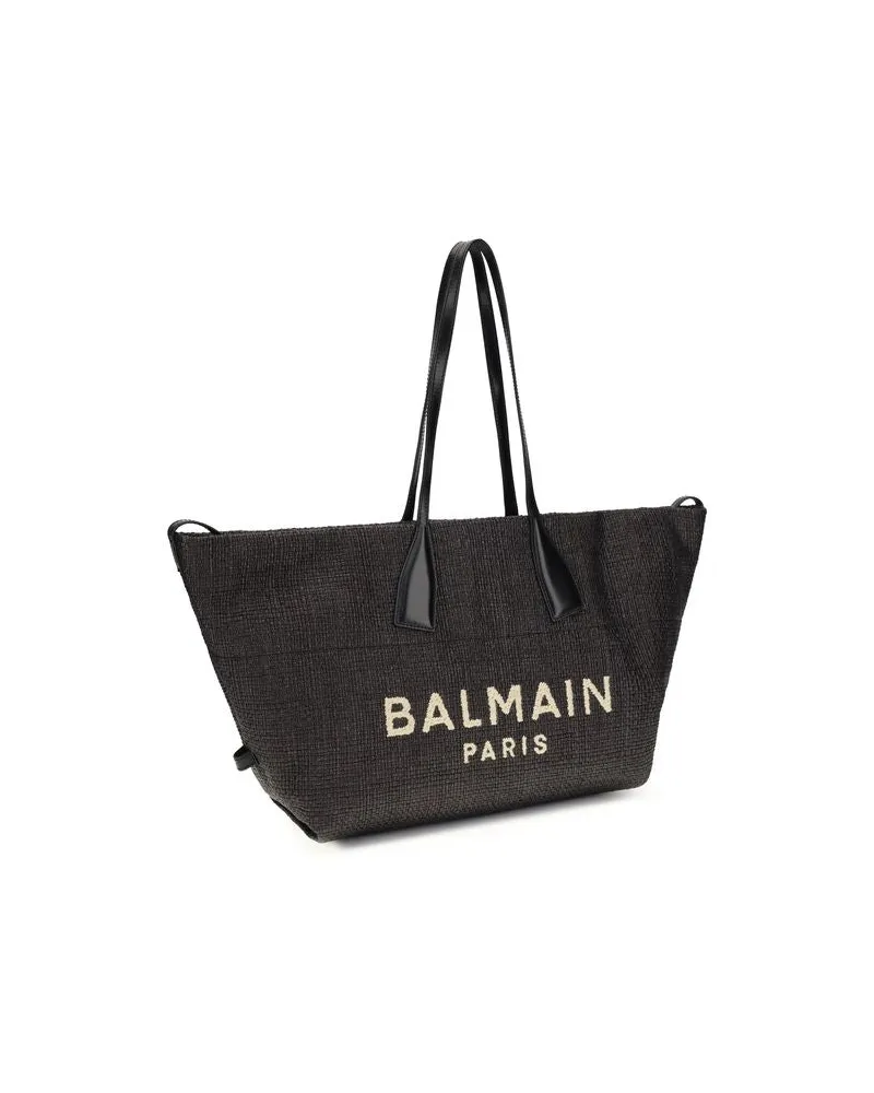 Balmain Women's Black Raffia Shoulder Bag Black