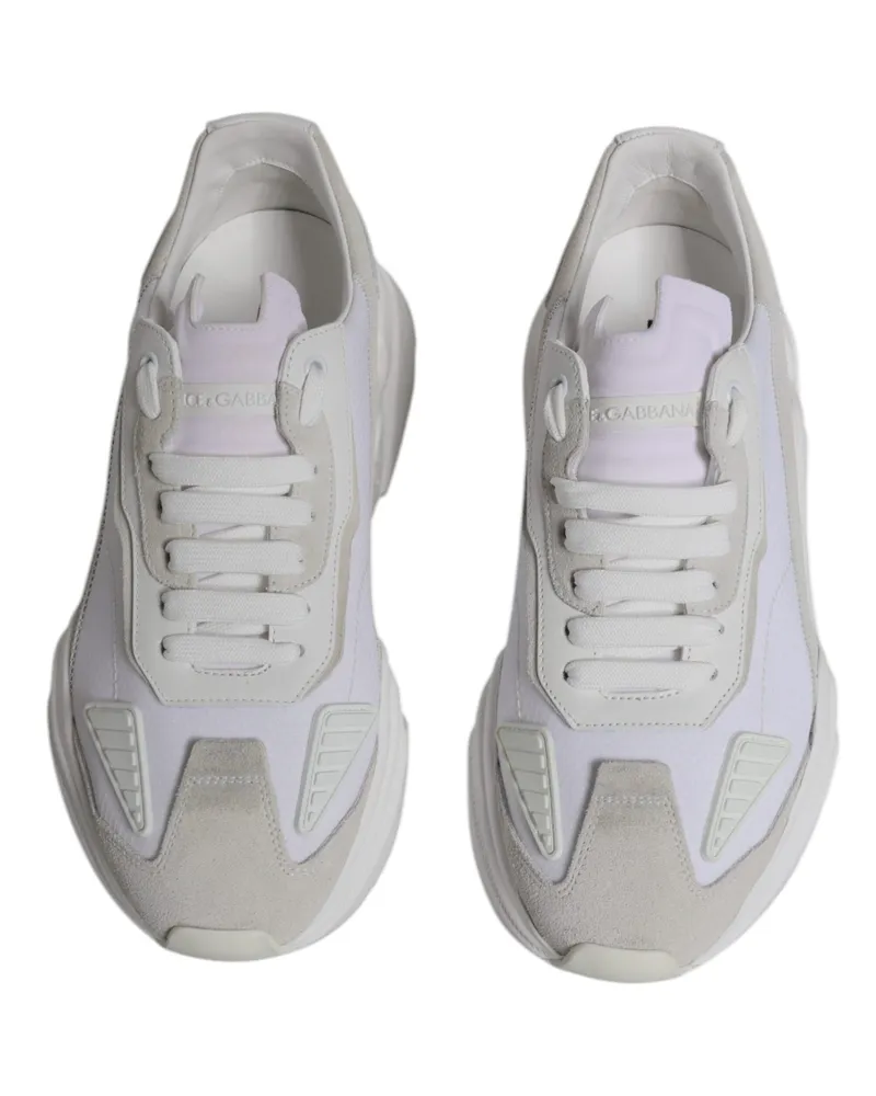 Dolce & Gabbana Men's White Leather Daymaster Low Top Sneakers Shoes White