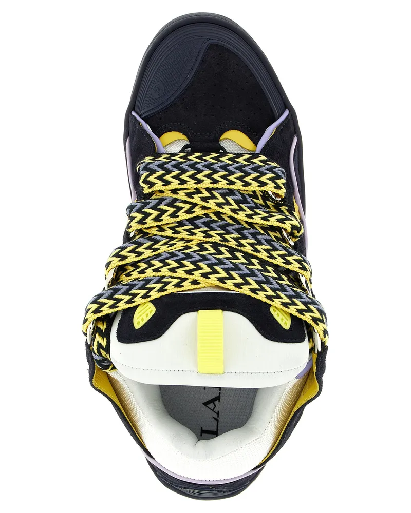 Lanvin Men's Blue Calfskin Athletic Sneakers Black