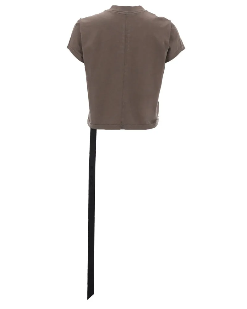 DRKSHDW by Rick Owens Cropped Cotton T-Shirt — Brown Brown
