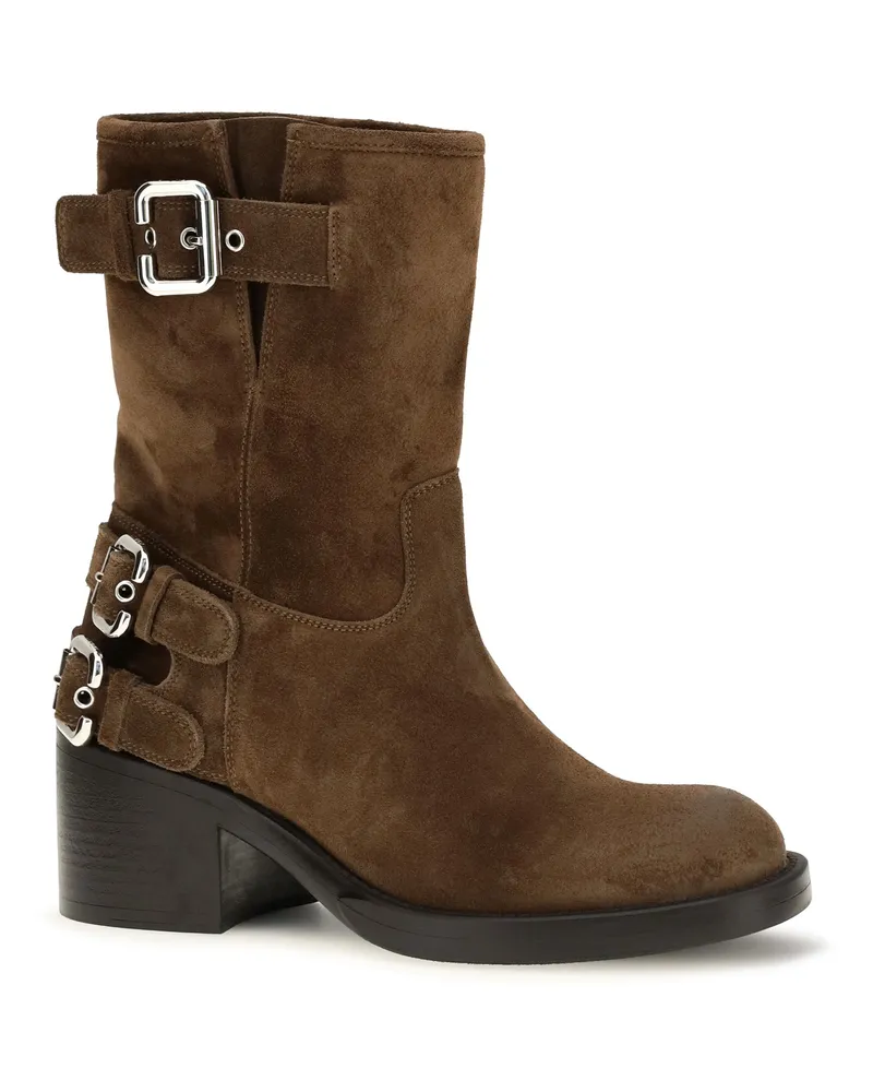 Chloé Women's Dakota Boots Suede Chocolate Brown Calf Leather Bos Taurus Brown
