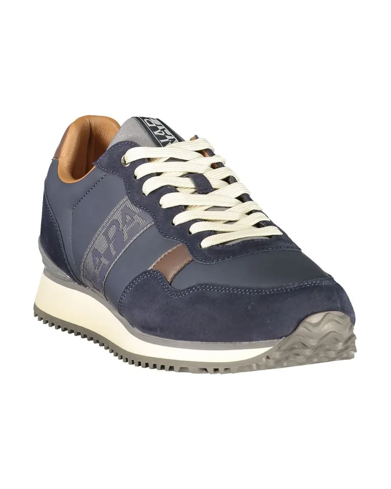 Napapijri Logo-Banded Mixed-Material Sneaker — Blue Blue
