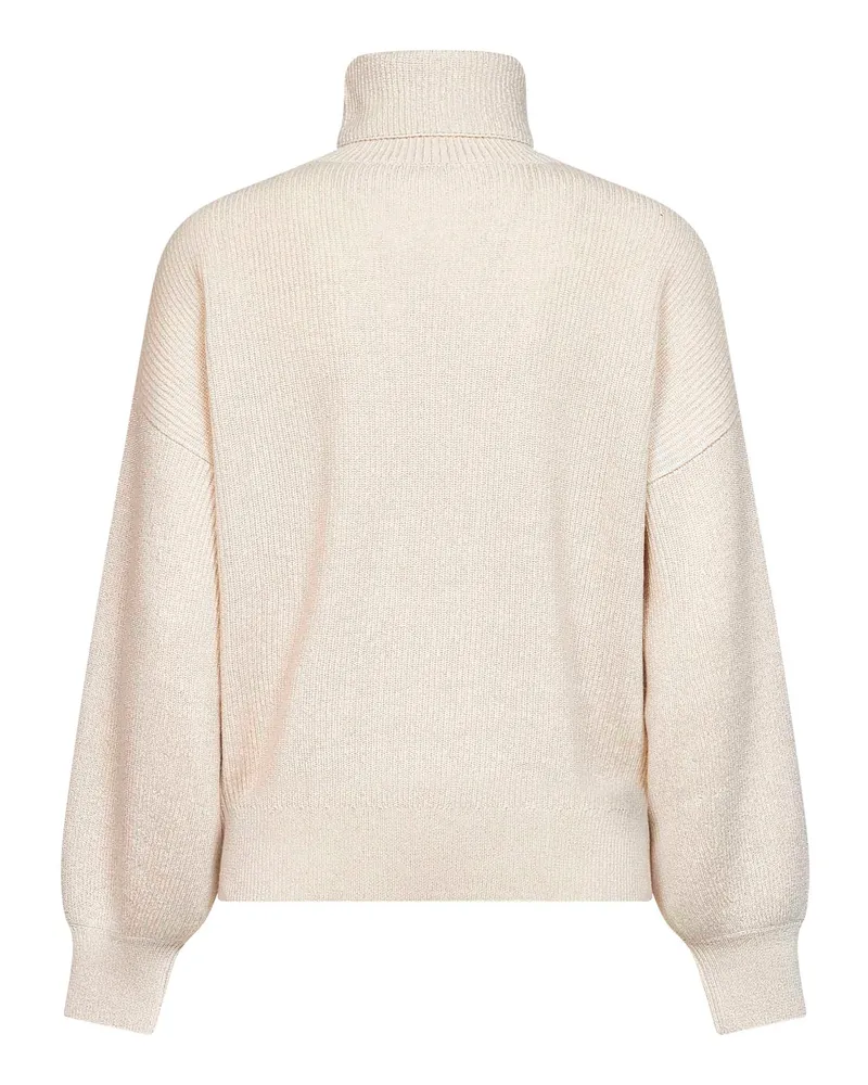 Brunello Cucinelli Women Knit Turtleneck Sweater, Butter Lamé Beige Beige