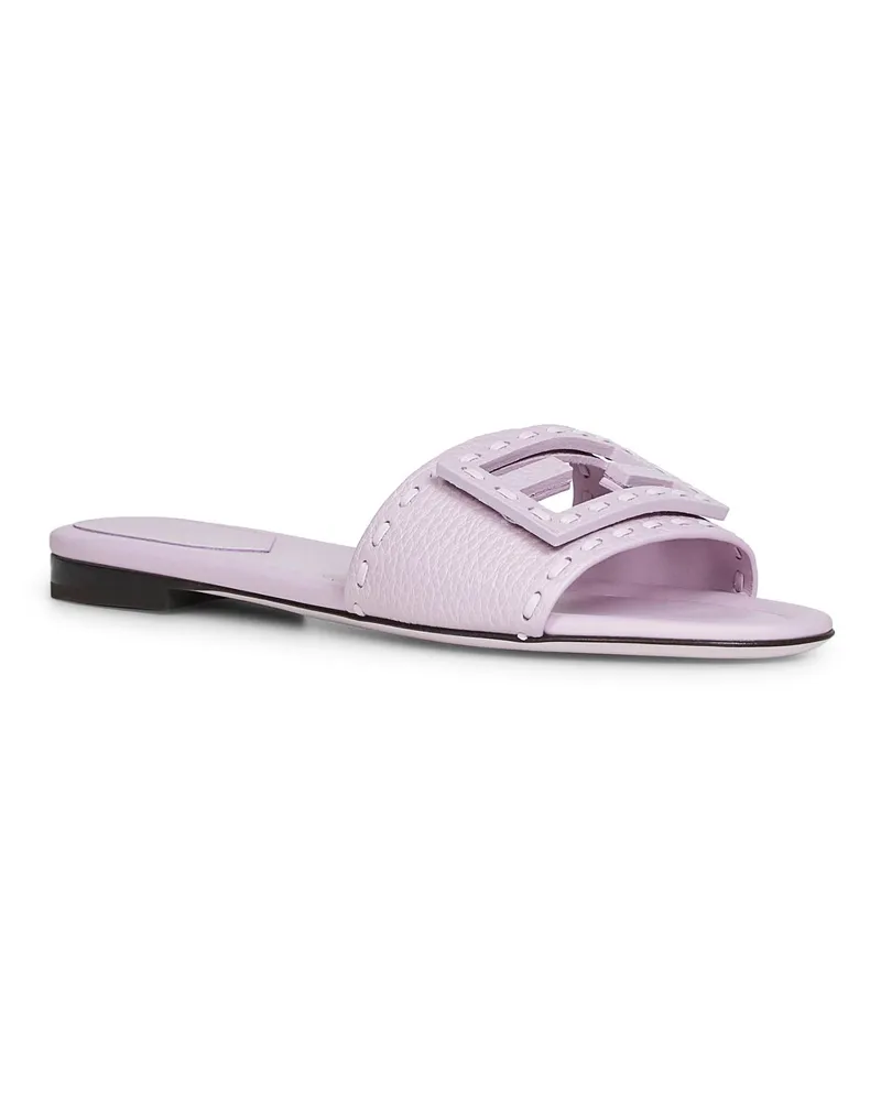 Fendi Women's Baguette Leather Slides, Lilac Purple Calf Sandal Purple