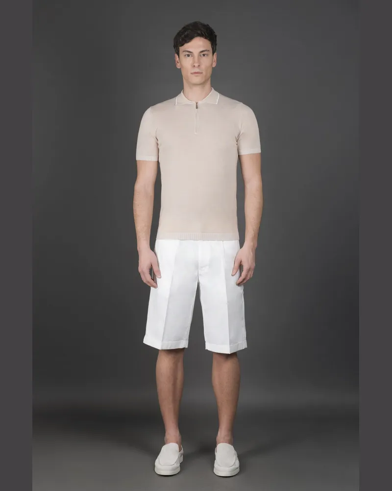 MOORER Mens Beige Short Sleeve Sweater Beige