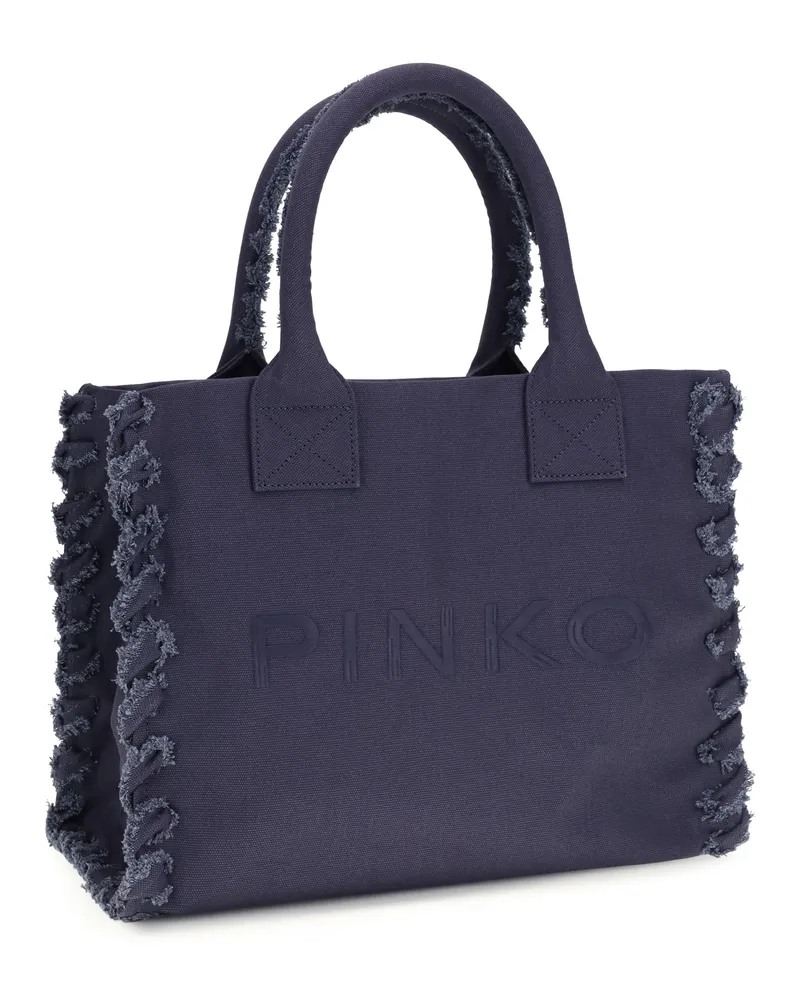 Pinko Women's Canvas Tote Bag Viola Aura Astrale Cotton Shoulder Navy