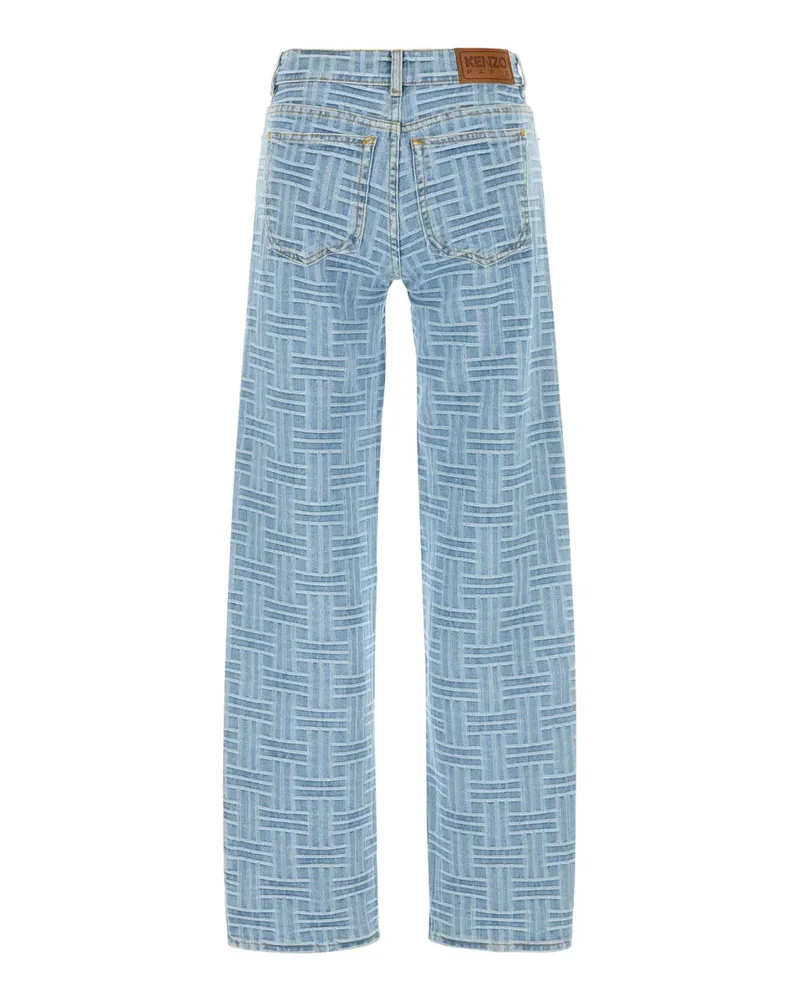 Kenzo Women's Embroidered Denim Jeans Bleachedbluedenim Exterior: Cotton Blue