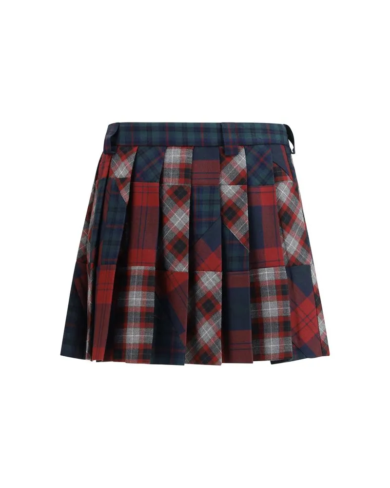 Miu Miu Pleated Tartan Patchwork Skirt — Multicolor Multicolor