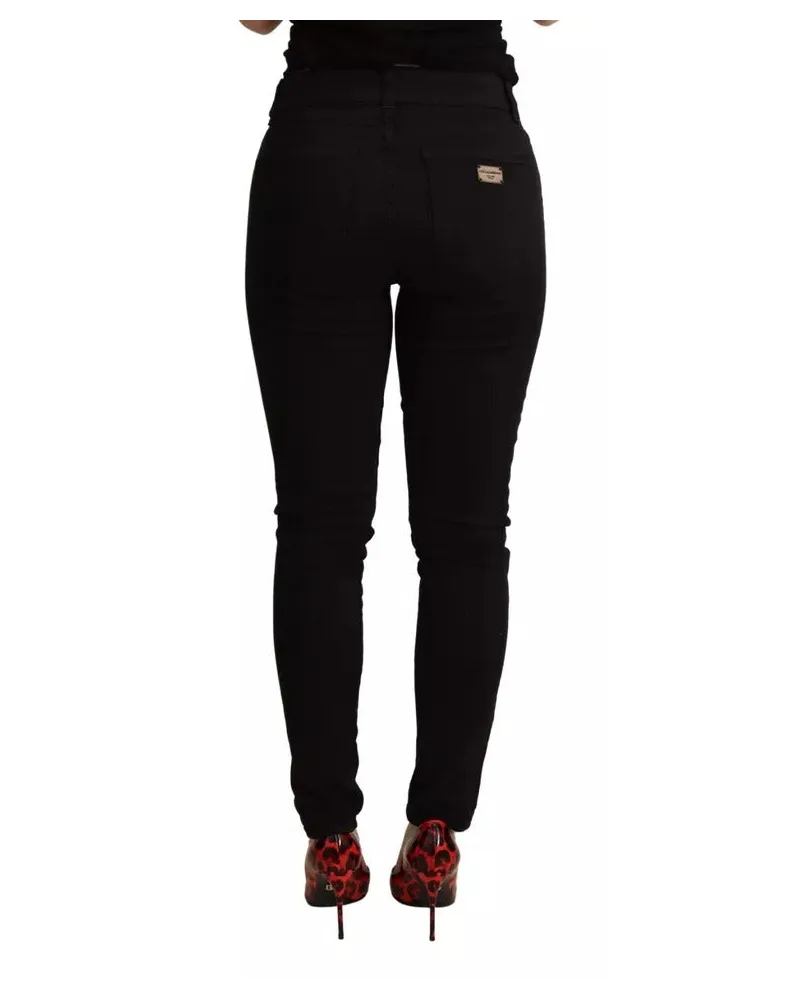 Dolce & Gabbana Women's Black Cotton Stretch Skinny Denim Jeans Elastane Clothing Black