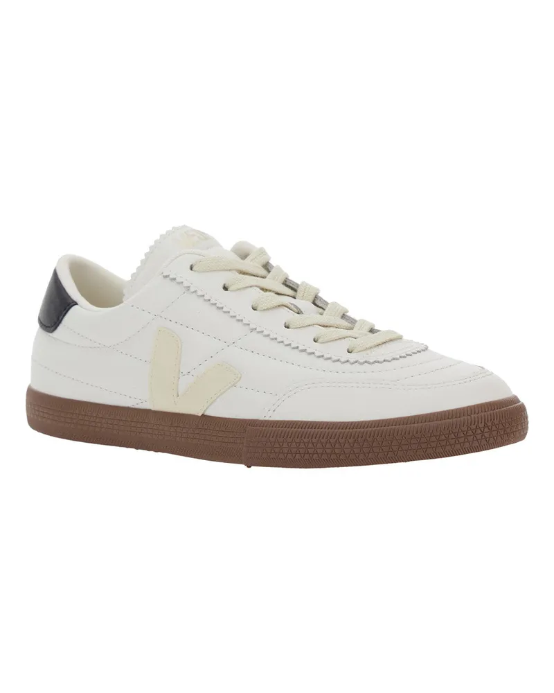 VEJA Low-Top Leather with Logo Patch Sneakers — White White