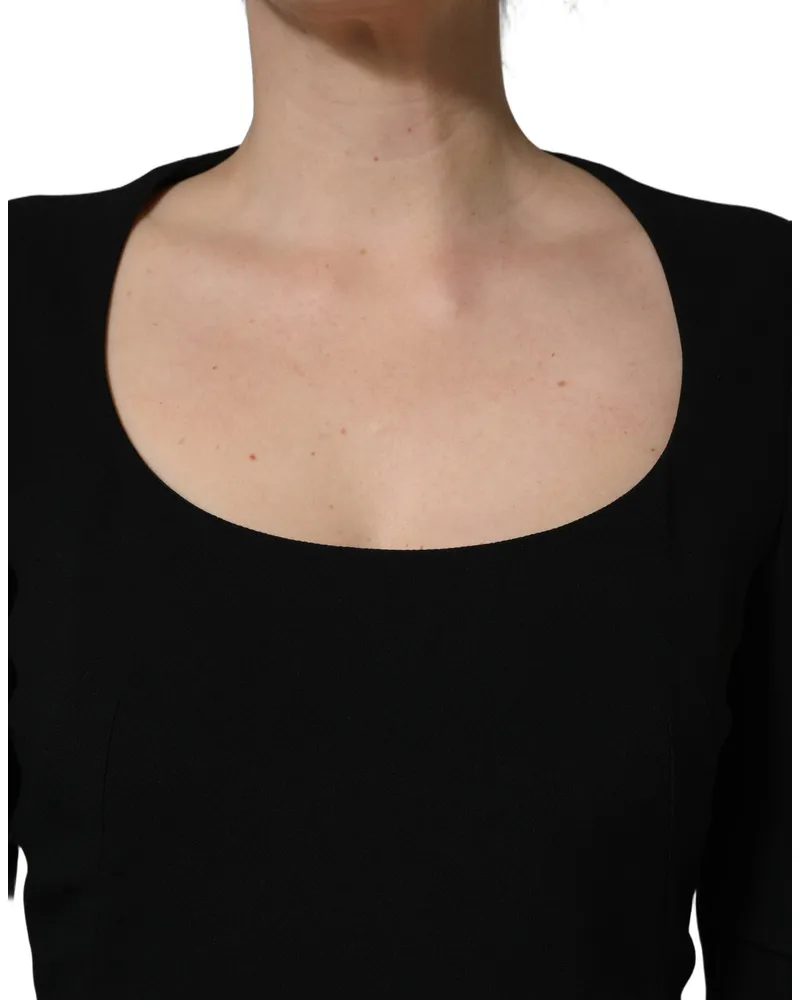 Roberto Cavalli Women's Black Long Sleeves Scoop Neck Mini Dress Acetate Viscose Elastane Black
