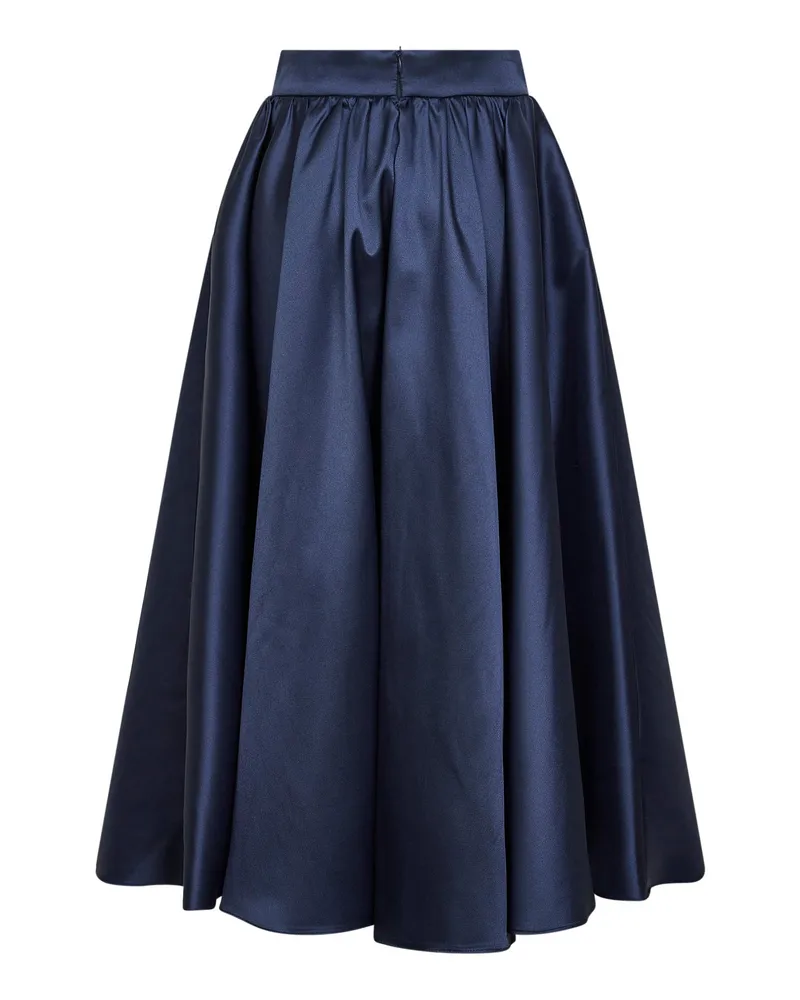 Blanca Women's Navy Satin Geky Full Midi Skirt Blue Polyester Navy