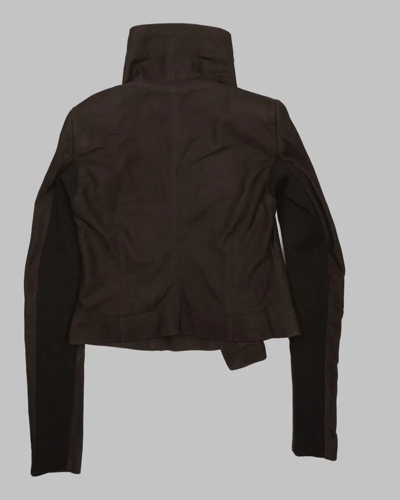 Rick Owens Lamb Leather Biker Jacket — Brown Brown